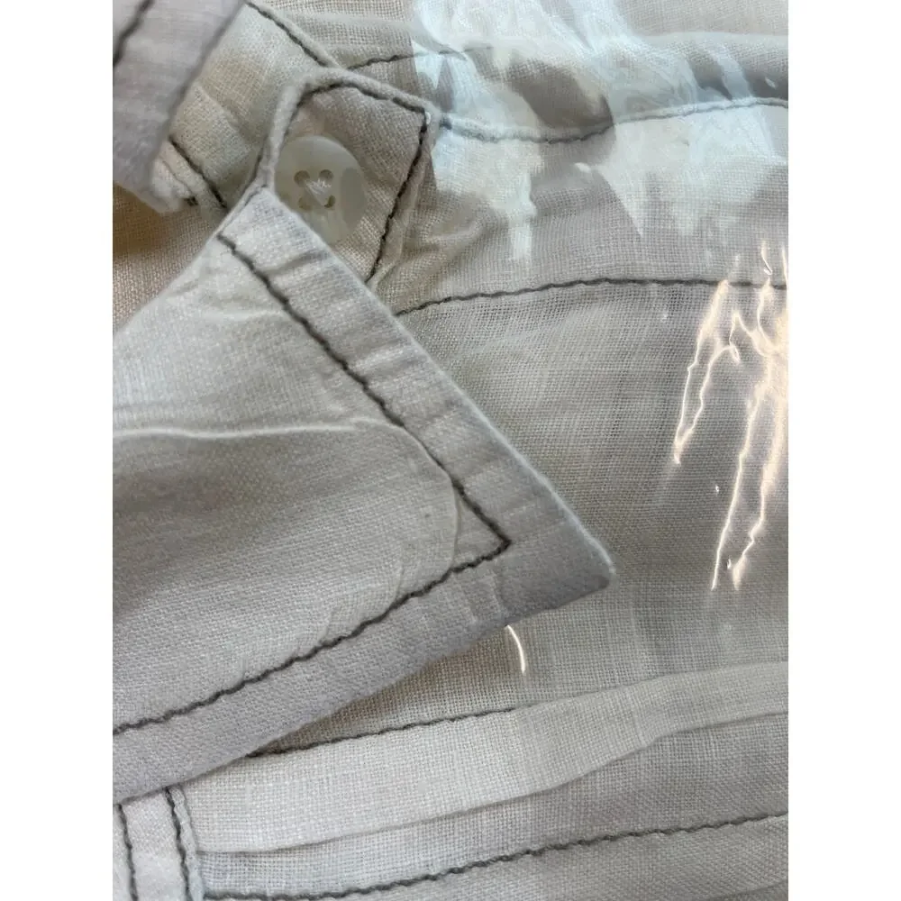 Free People White Linen Long Sleeve  Button Down Small